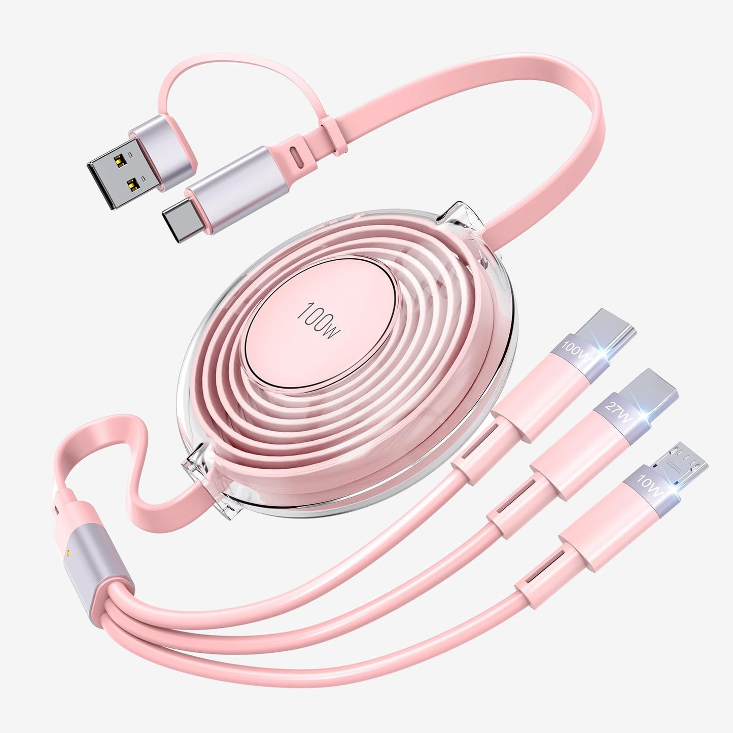 New 100W TypeC multifunctional telescopic interface with two to three data cables and PD fast charging five in one design